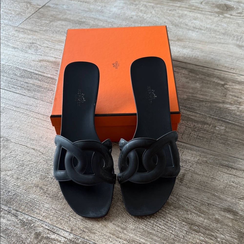 Hermes aloha jelly  Black Women's Slide Sandals